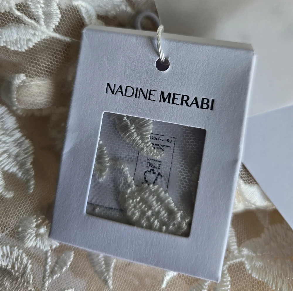 Nadine Merabi Pippa White Dress Size 2(XS) Sheer Top Lace Beaded New. - Picture 14 of 16